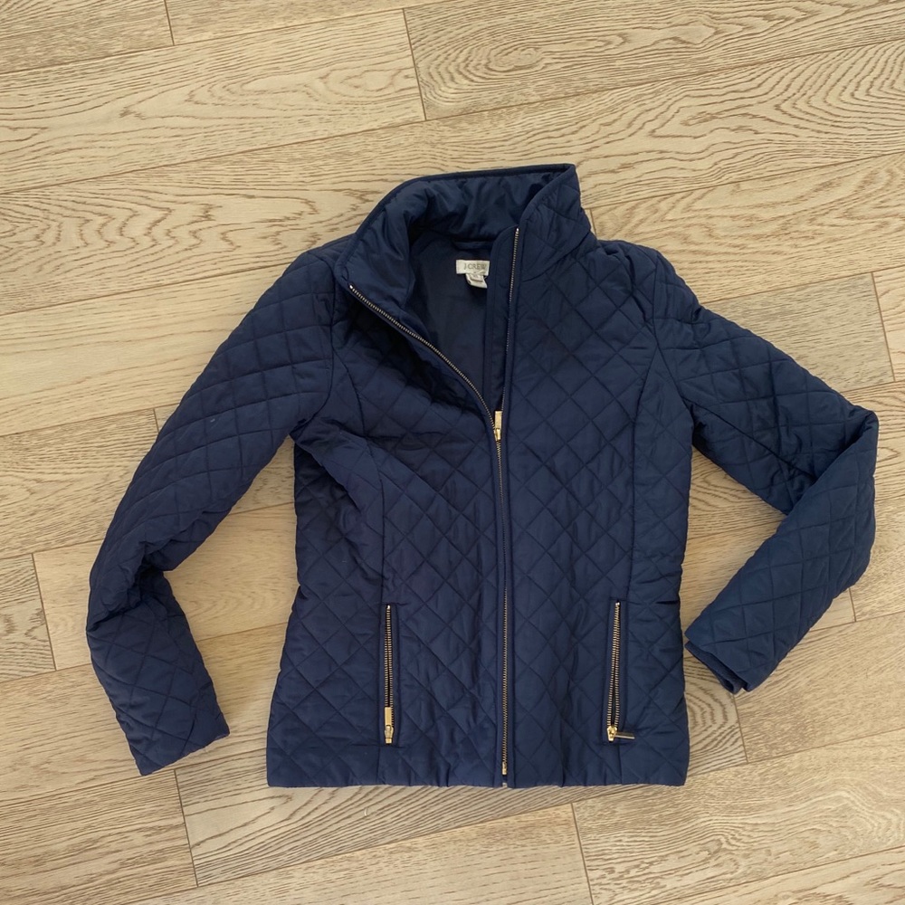 J.Crew quilted navy jacket